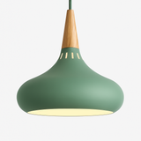 Suspension LED en métal et tige en bois Loft