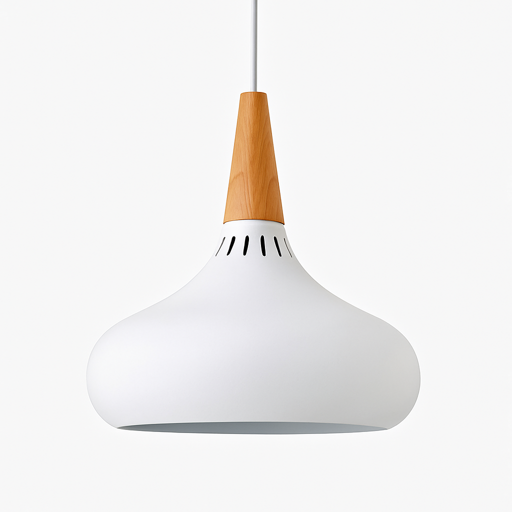 Suspension LED en métal et tige en bois Loft