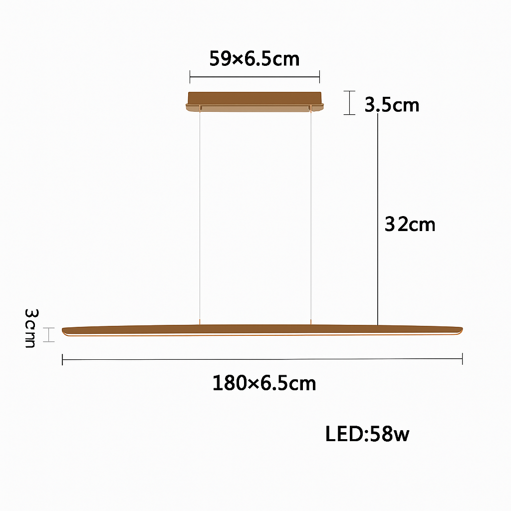 suspension LED en noyer noir tendance