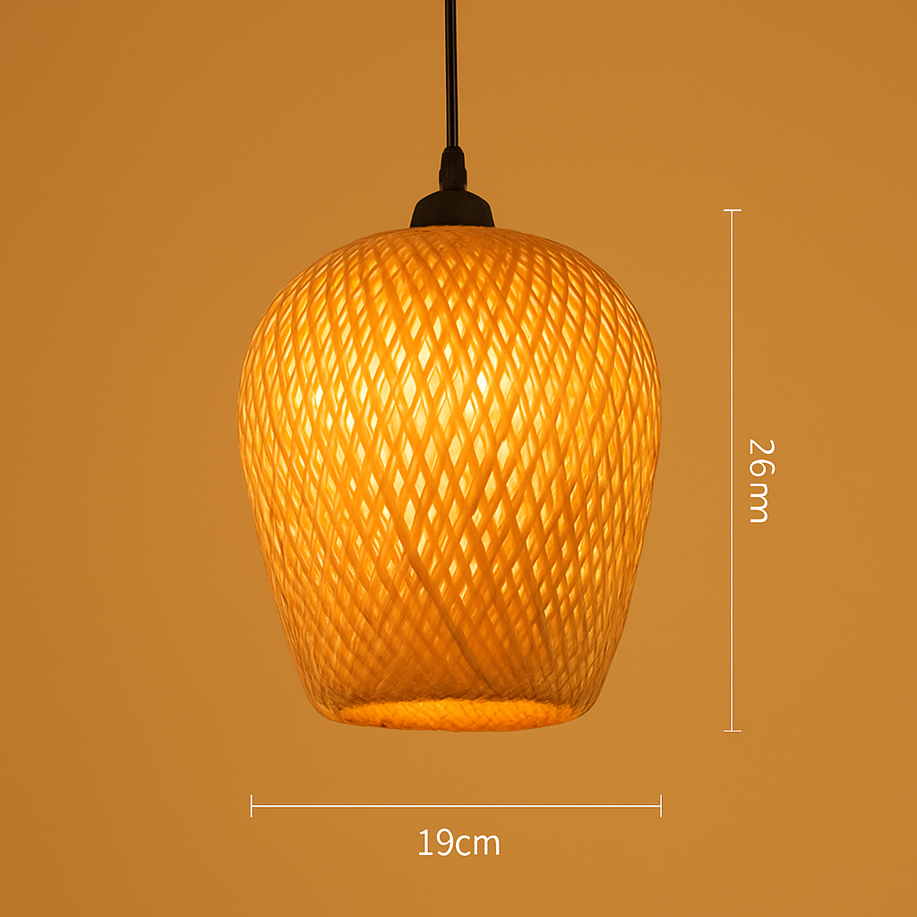 Suspension LED en rotin fait à la main rond chapeau de paille en bambou pastorale Vintage
