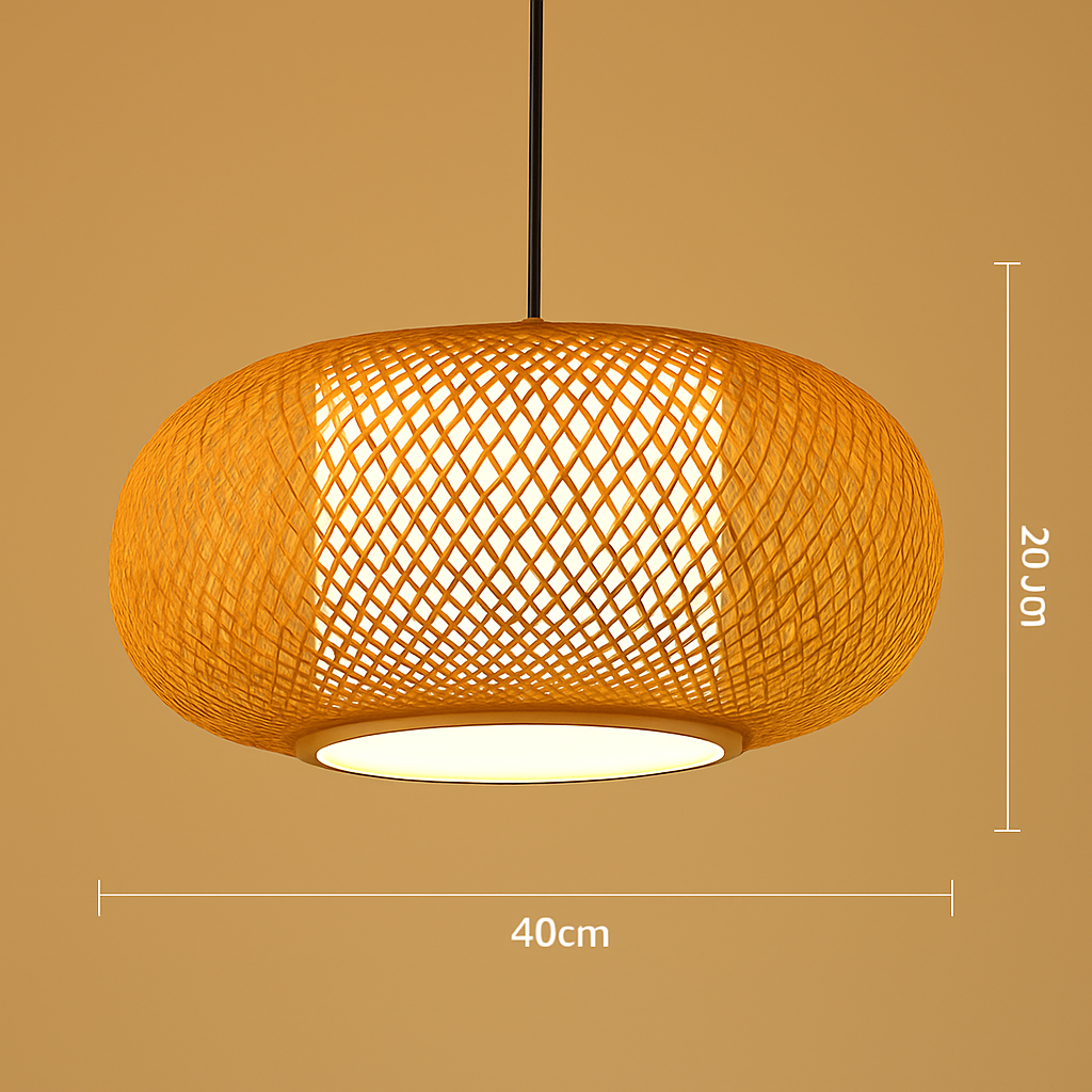 Suspension LED en rotin fait à la main rond chapeau de paille en bambou pastorale Vintage