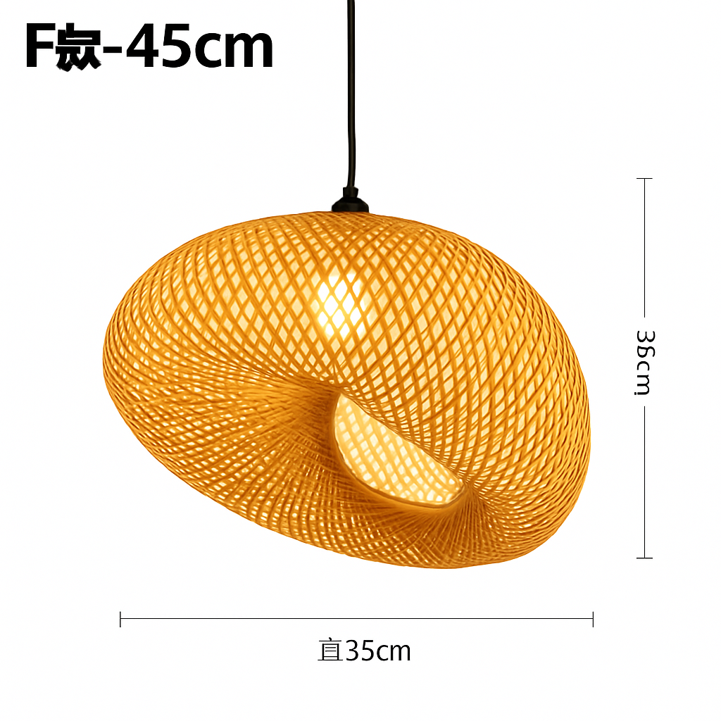 Suspension LED en rotin fait à la main rond chapeau de paille en bambou pastorale Vintage