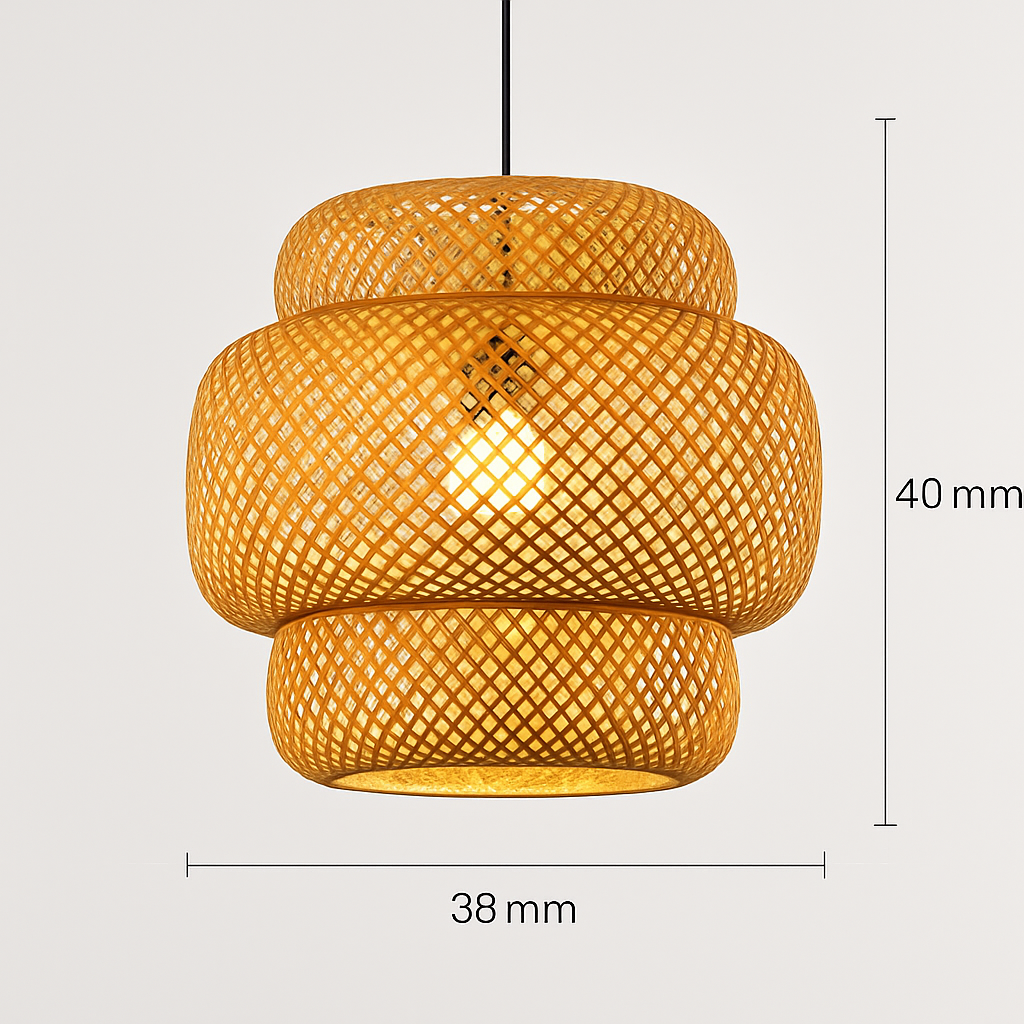Suspension LED en rotin fait à la main rond chapeau de paille en bambou pastorale Vintage