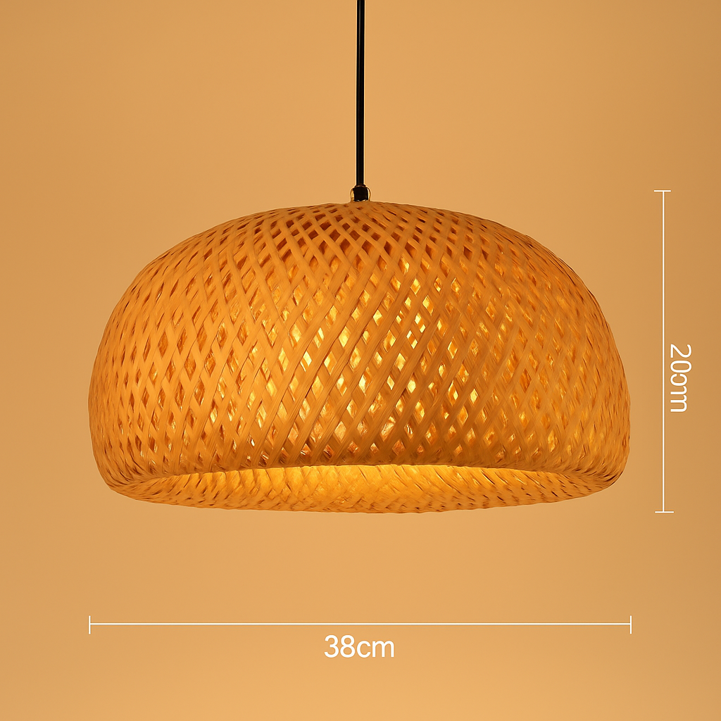 Suspension LED en rotin fait à la main rond chapeau de paille en bambou pastorale Vintage