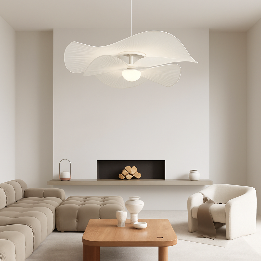 suspension LED en tissu style nordique idéale pour décoration intérieure