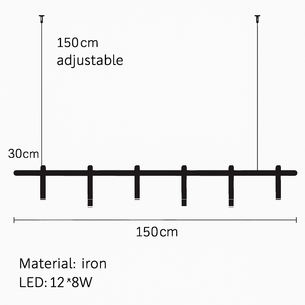 suspension led en tube en u design artistique réglable