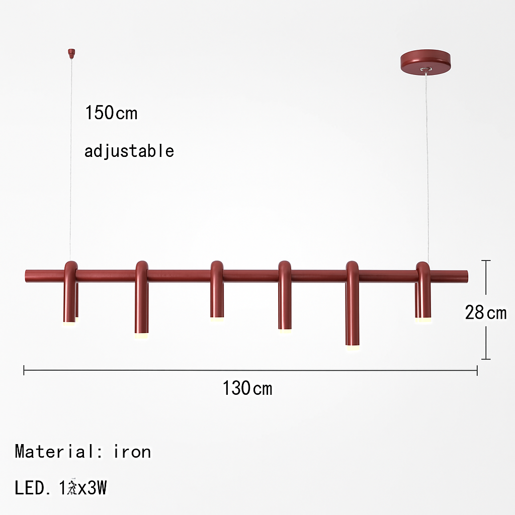 suspension led en tube en u design artistique réglable