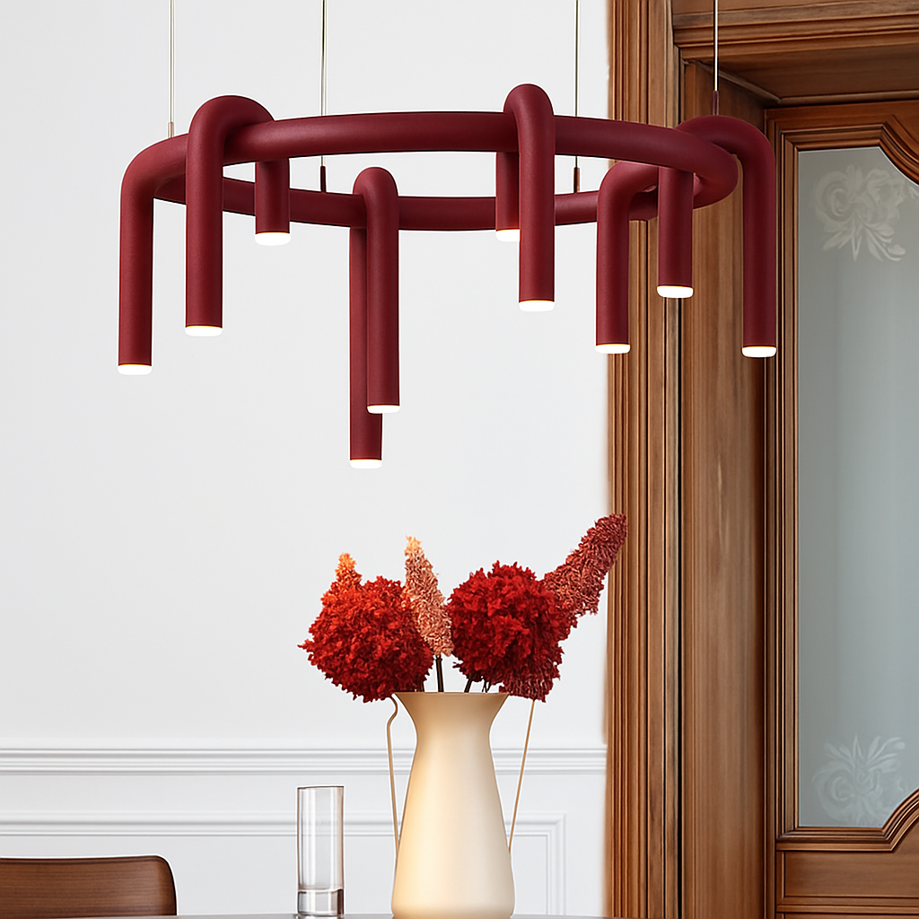 suspension led en tube en u design artistique réglable