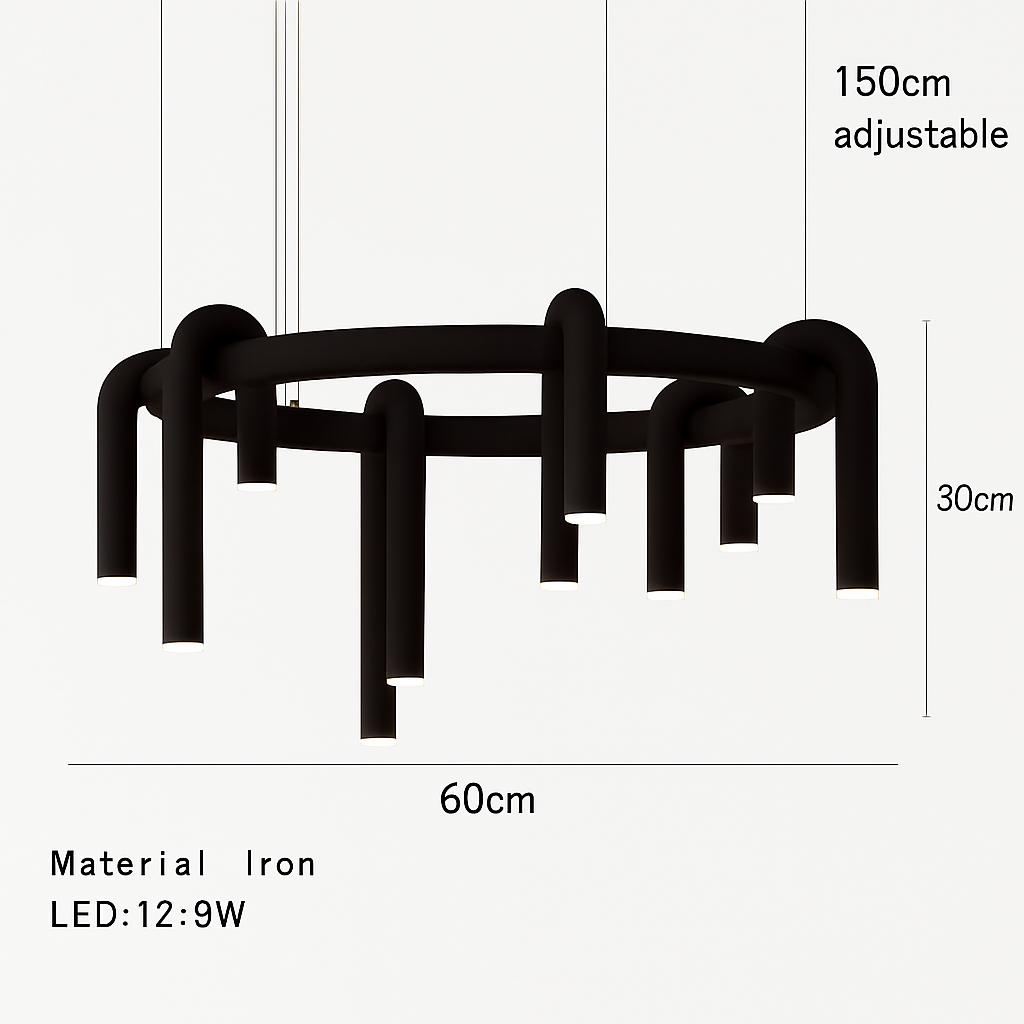 suspension led en tube en u design artistique réglable