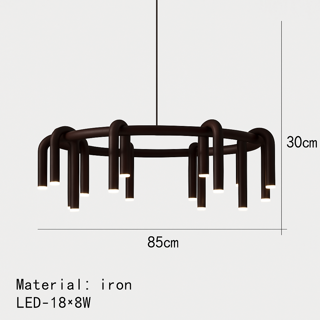 suspension led en tube en u design artistique réglable