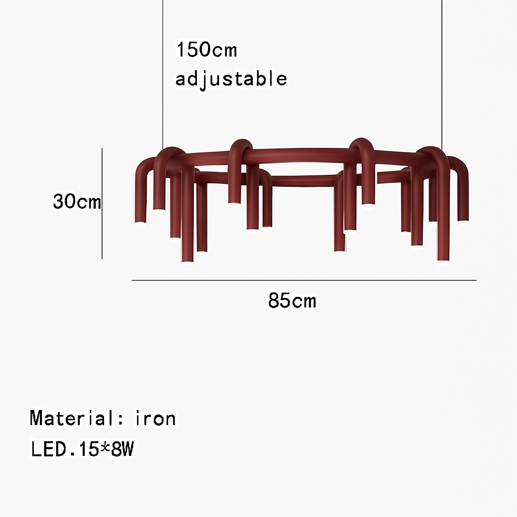 suspension led en tube en u design artistique réglable