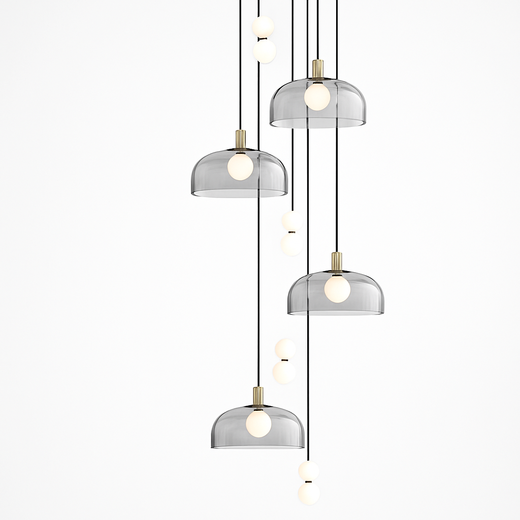 Suspension LED en verre au design nordique gris fumé