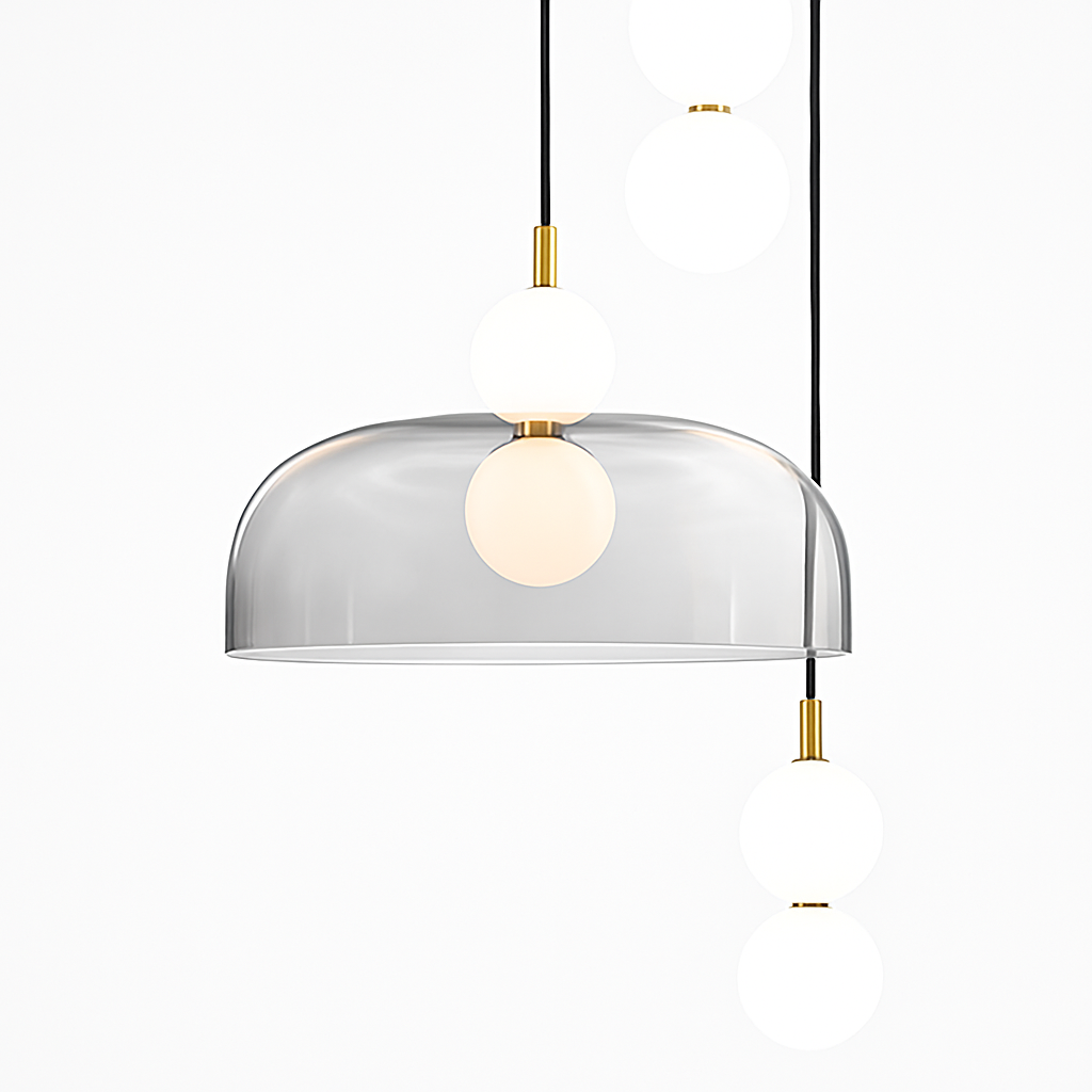 Suspension LED en verre au design nordique gris fumé