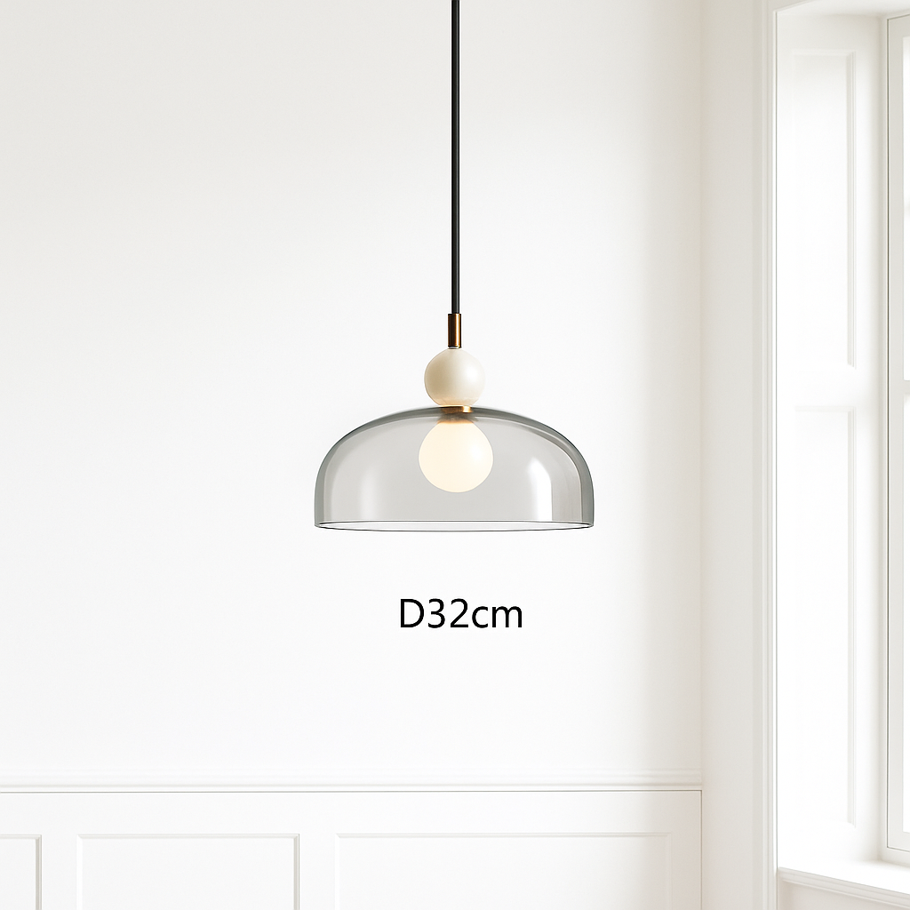 Suspension LED en verre au design nordique gris fumé