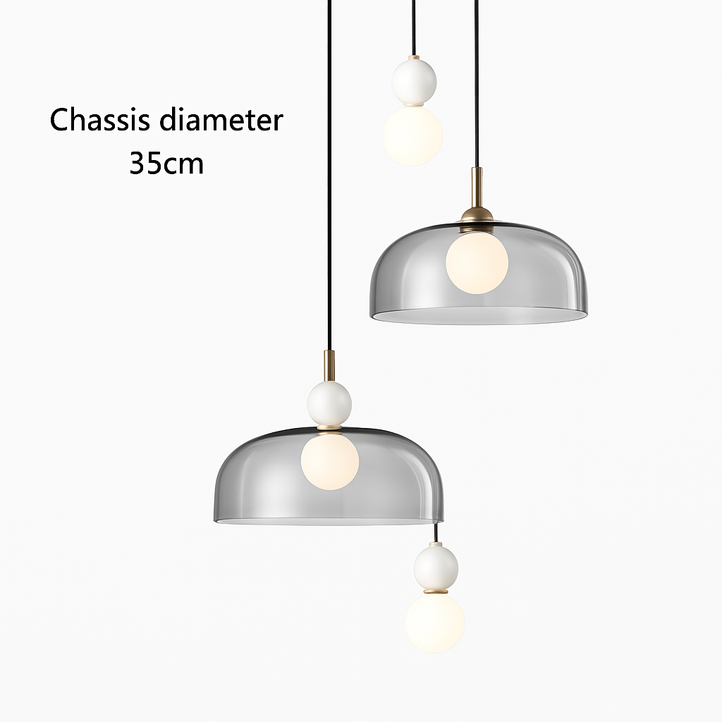 Suspension LED en verre au design nordique gris fumé
