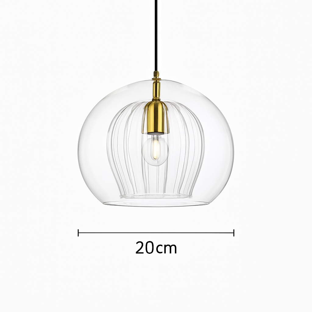 Suspension LED en verre au design nordique gris fumé