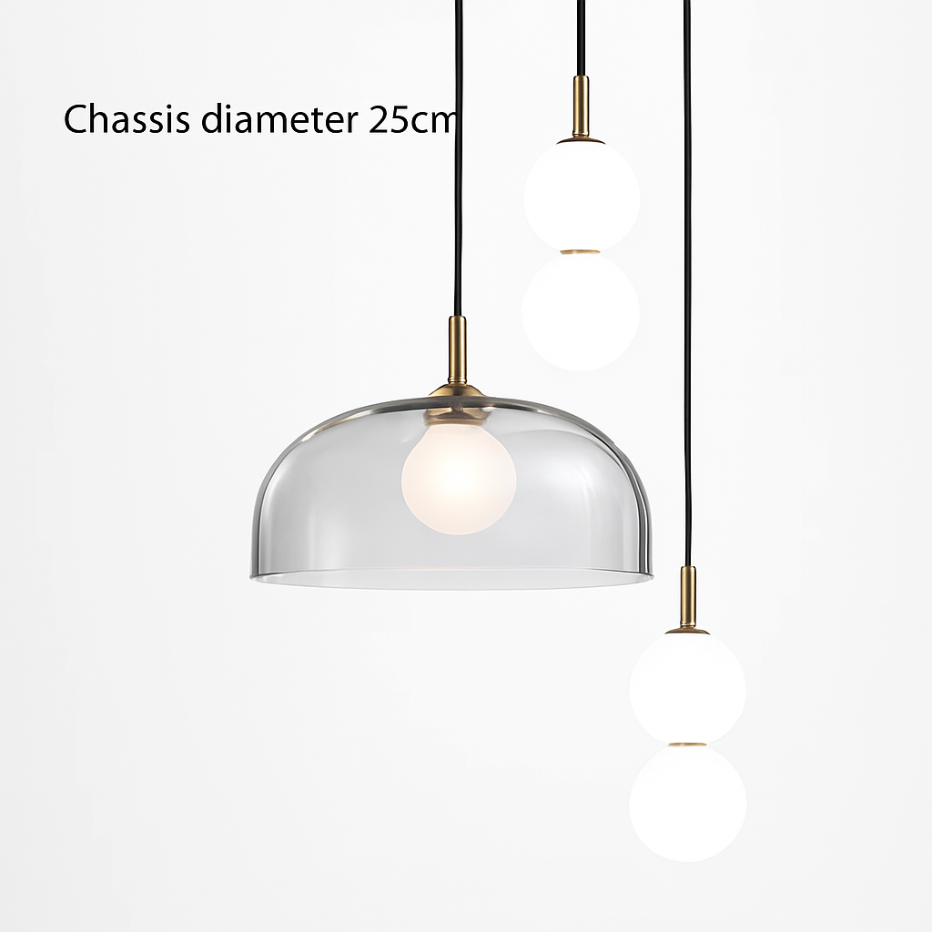 Suspension LED en verre au design nordique gris fumé
