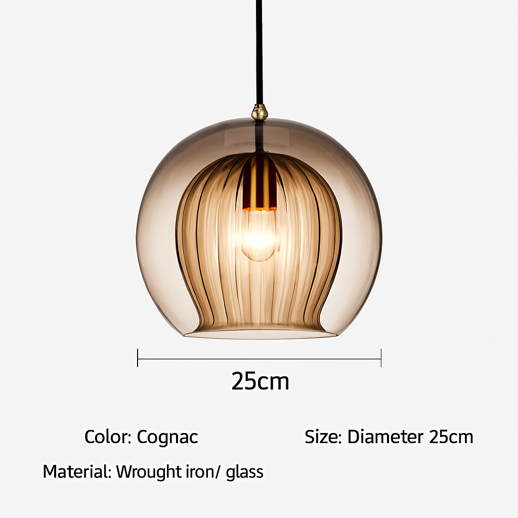Suspension LED en verre au design nordique gris fumé