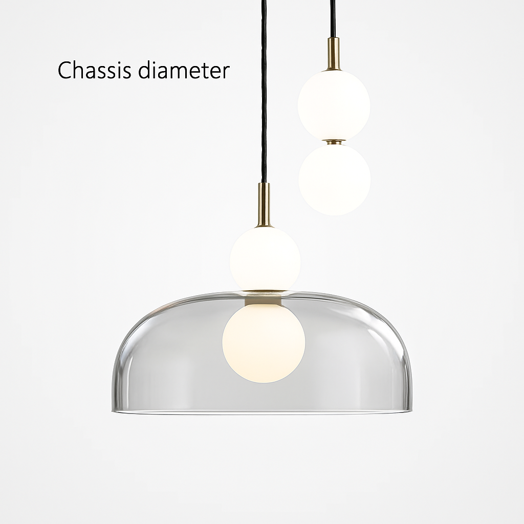 Suspension LED en verre au design nordique gris fumé