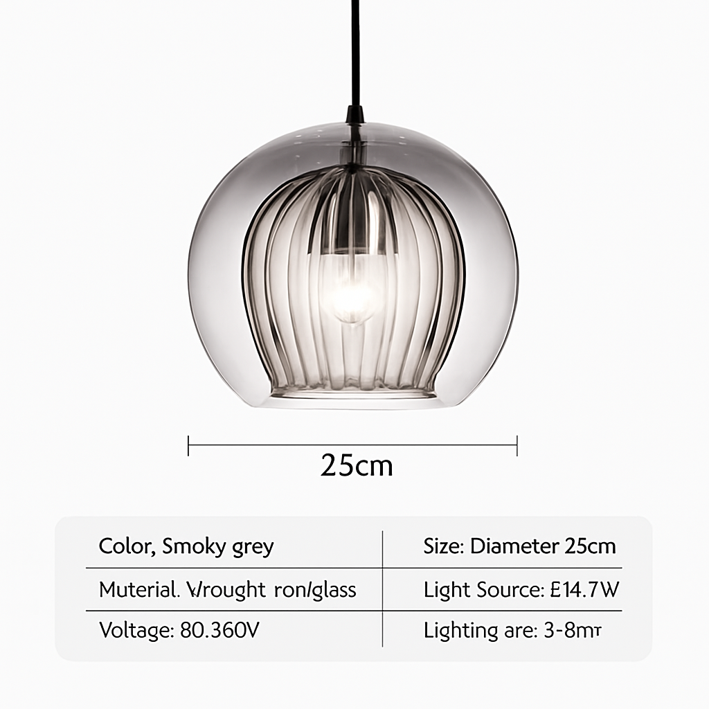 Suspension LED en verre au design nordique gris fumé