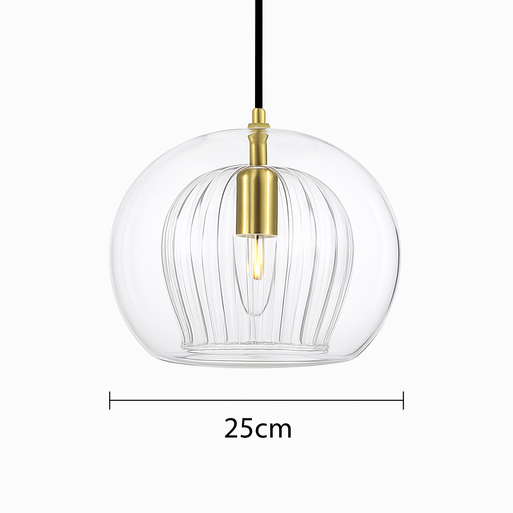 Suspension LED en verre au design nordique gris fumé