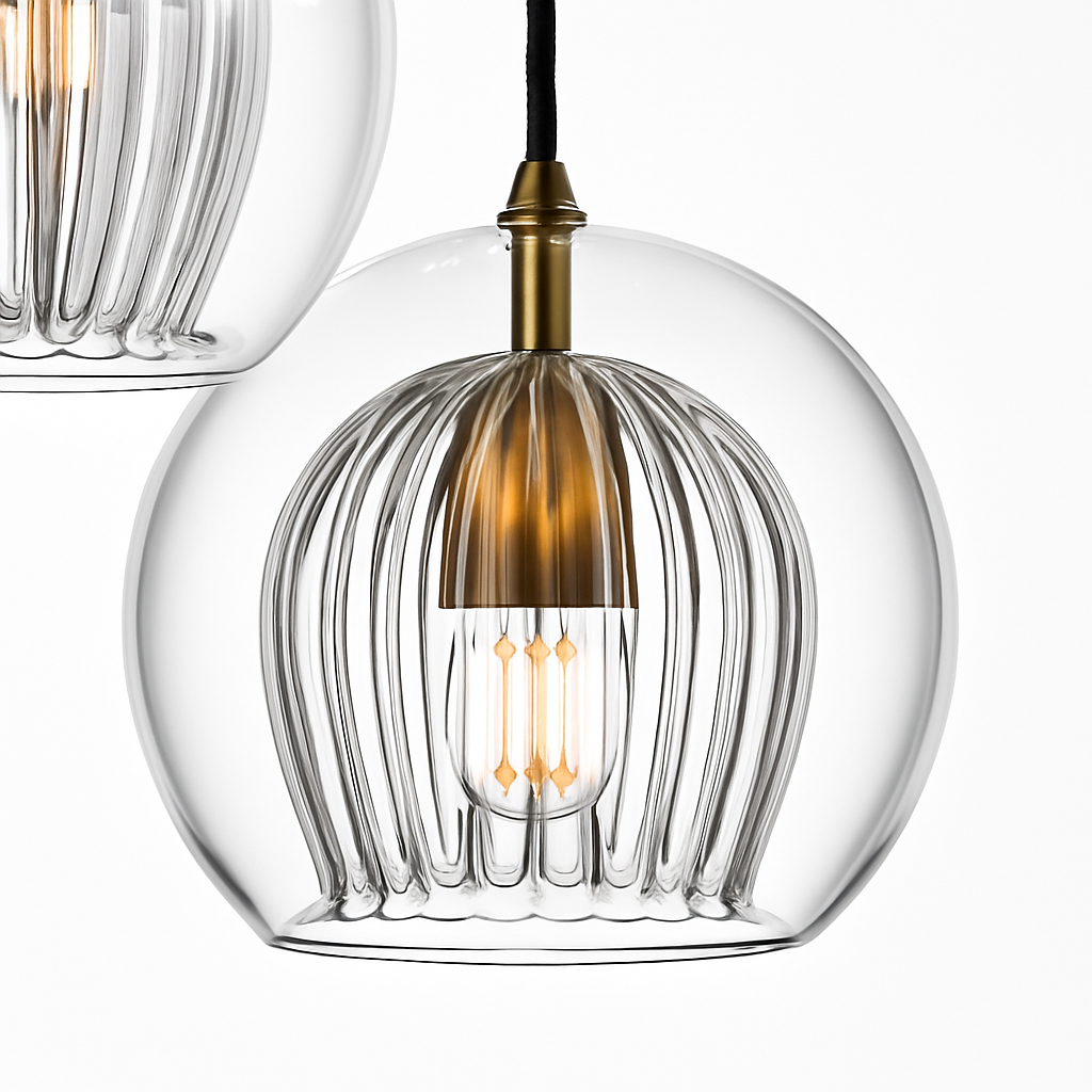 Suspension LED en verre au design nordique gris fumé