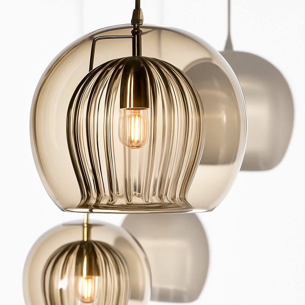 Suspension LED en verre au design nordique gris fumé