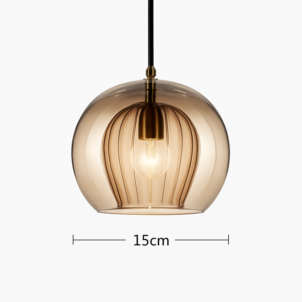 Suspension LED en verre au design nordique gris fumé