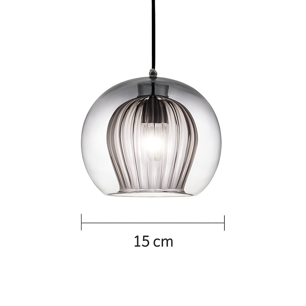 Suspension LED en verre au design nordique gris fumé