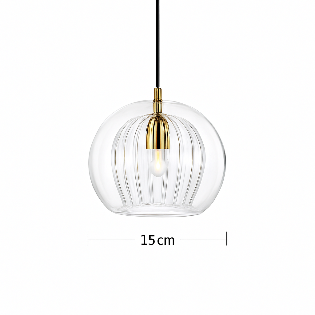 Suspension LED en verre au design nordique gris fumé