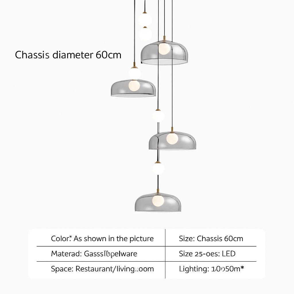Suspension LED en verre au design nordique gris fumé
