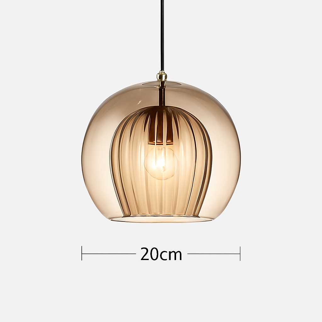 Suspension LED en verre au design nordique gris fumé