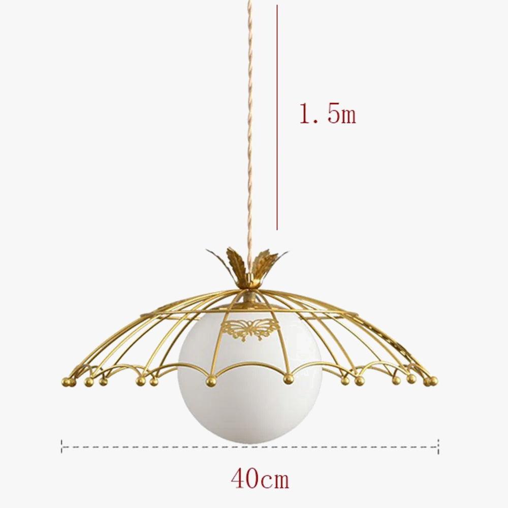 suspension à led en verre avec chapeau doré style nordique pour décoration