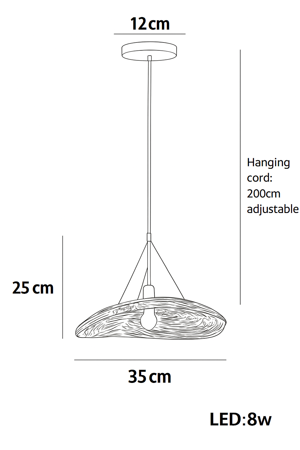 Suspension led en verre design nordic manta
