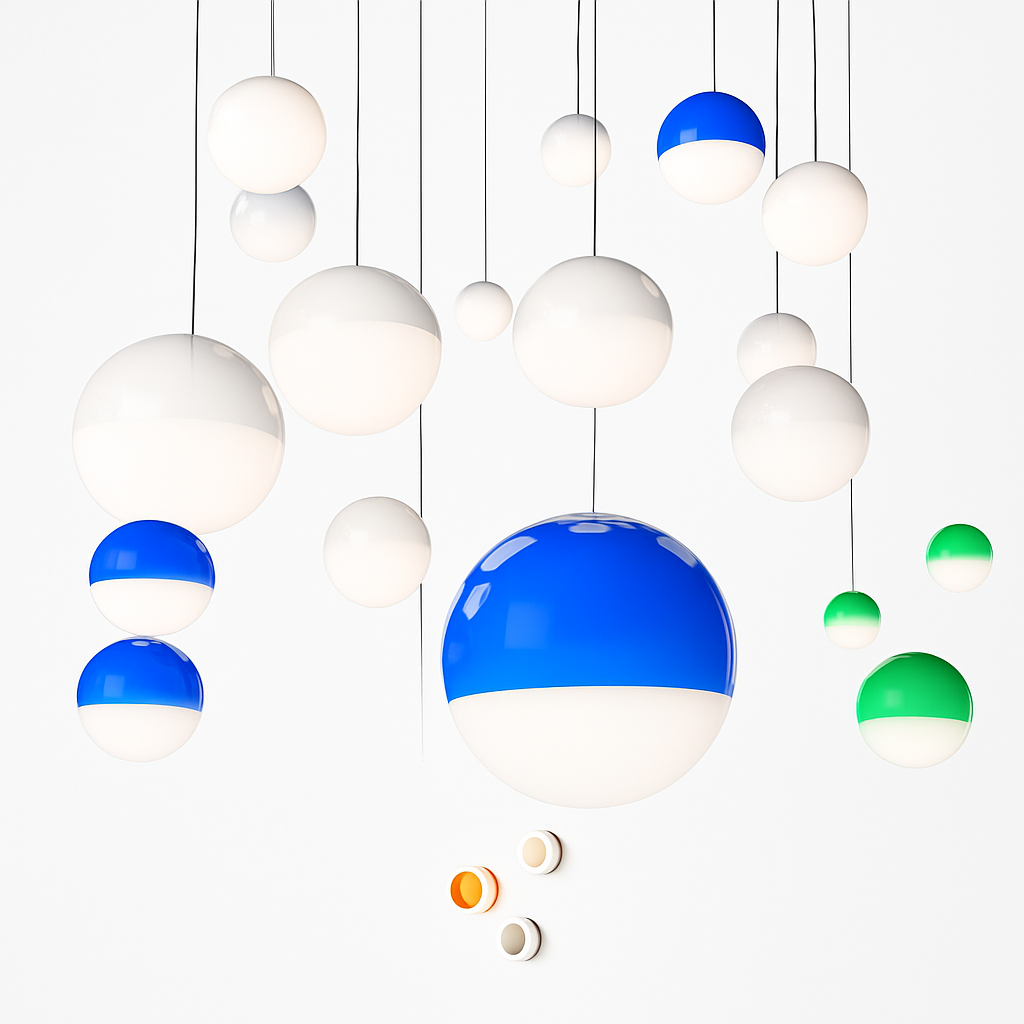 Suspension boule en verre opalin à calotte colorée — Besace