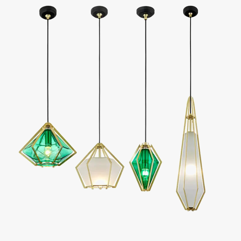 suspension à led en verre diamant design nordique moderne