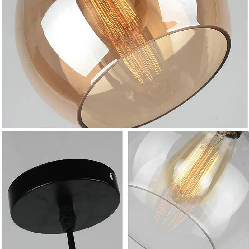 suspension led en verre nordique pour éclairage de table