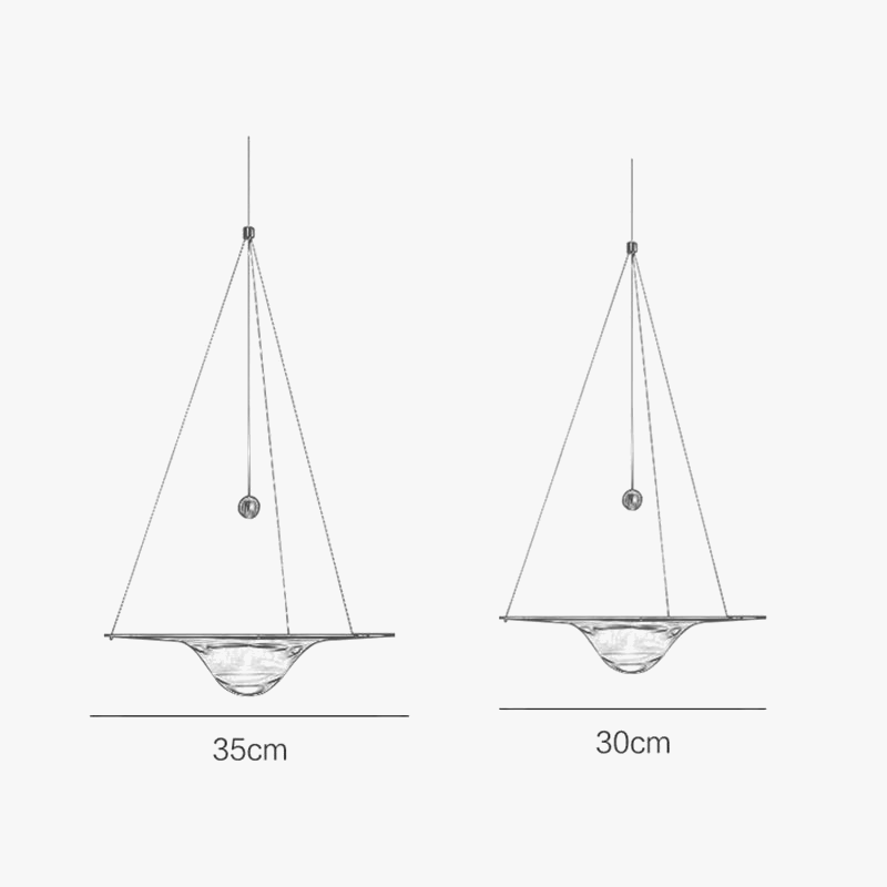 suspension LED en verre transparent design nordique moderne