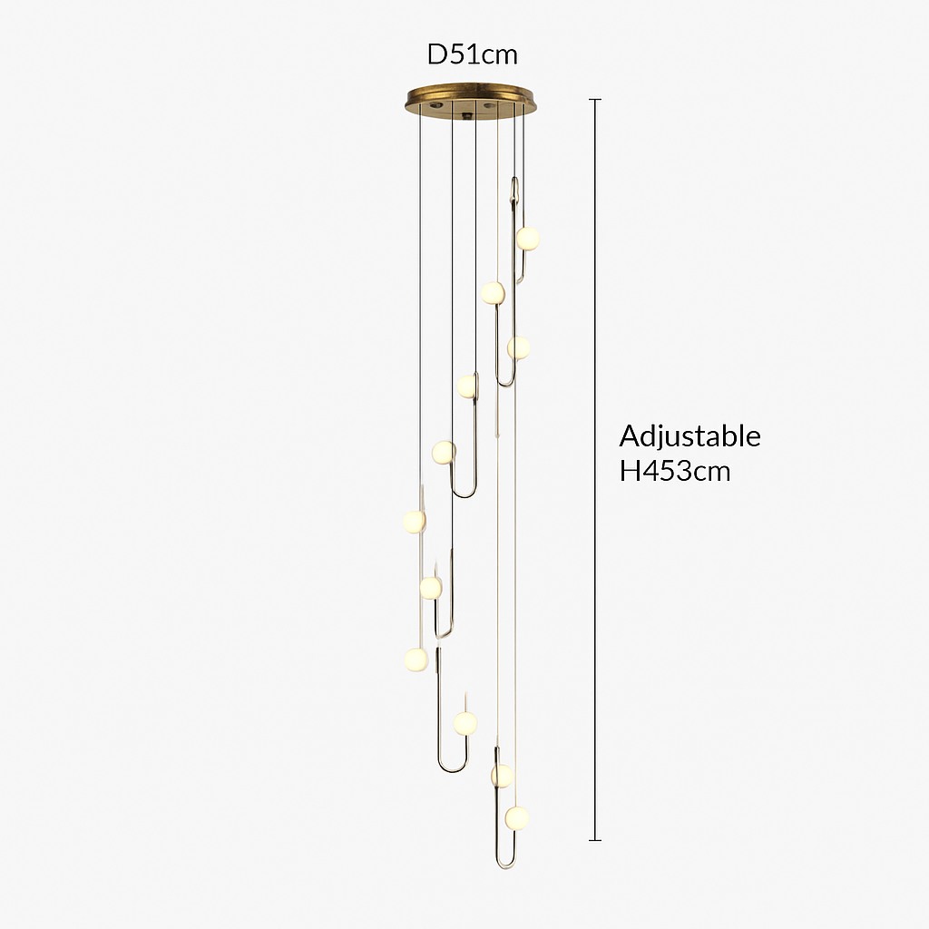 Suspension LED escalier colimaçon plafond lustre moderne luxe