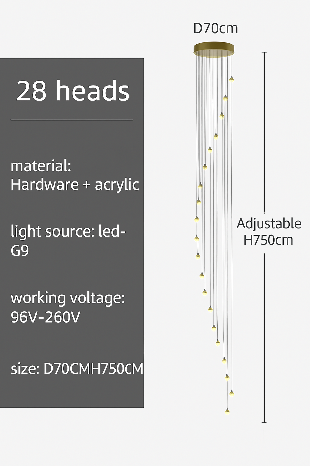 Suspension LED escalier colimaçon plafond lustre moderne luxe