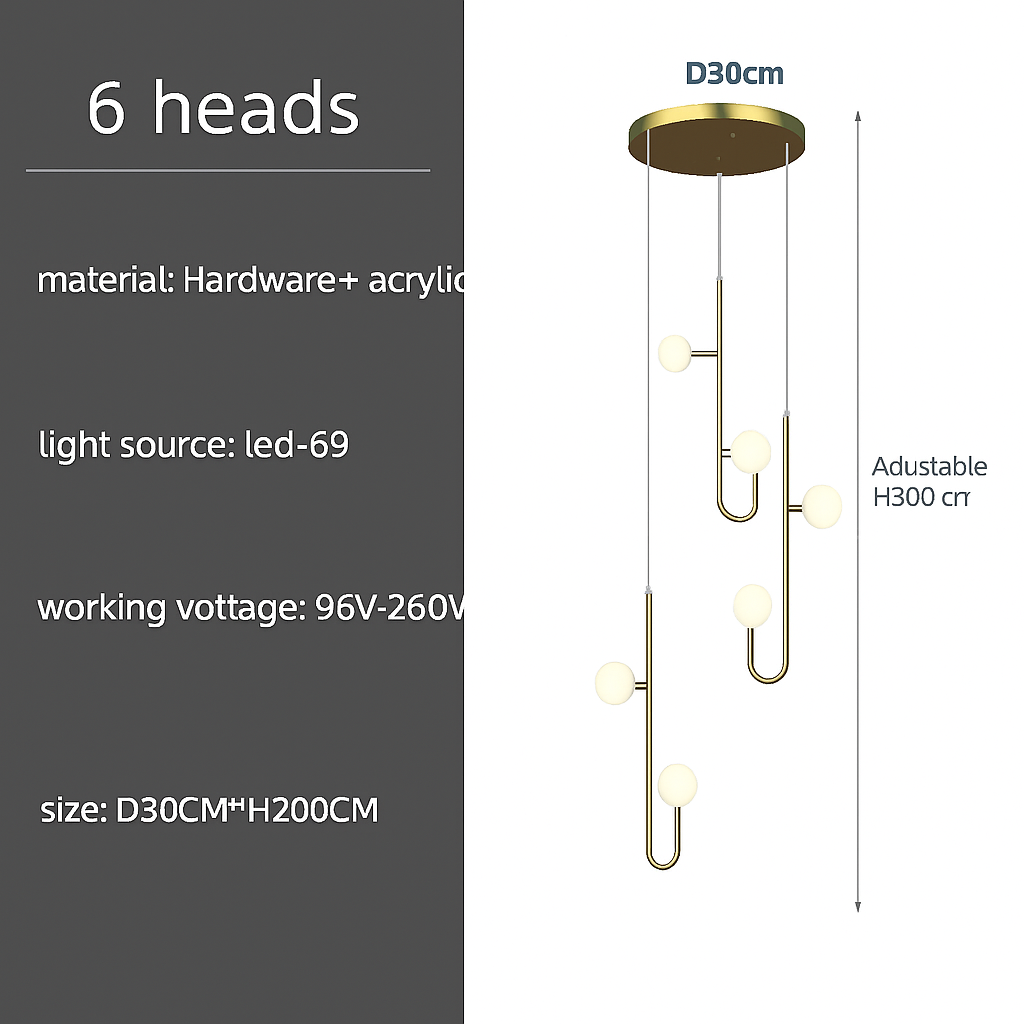 Suspension LED escalier colimaçon plafond lustre moderne luxe