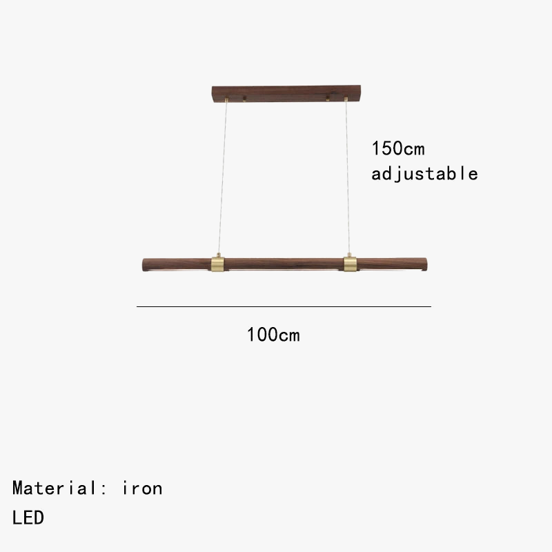 suspension LED imitation bois et métal minimaliste réglable