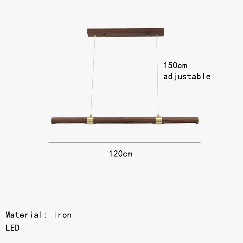 suspension LED imitation bois et métal minimaliste réglable