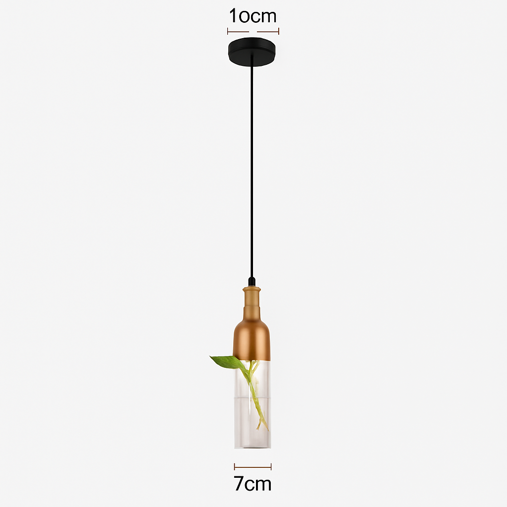 suspension led industrielle en bois et verre pour plantes