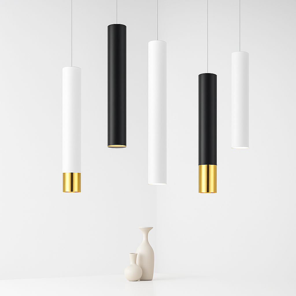 suspension led lampe long tube lustre aluminium suspendu foco