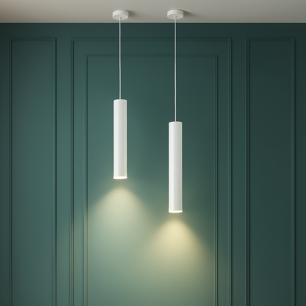 suspension led lampe long tube lustre aluminium suspendu foco
