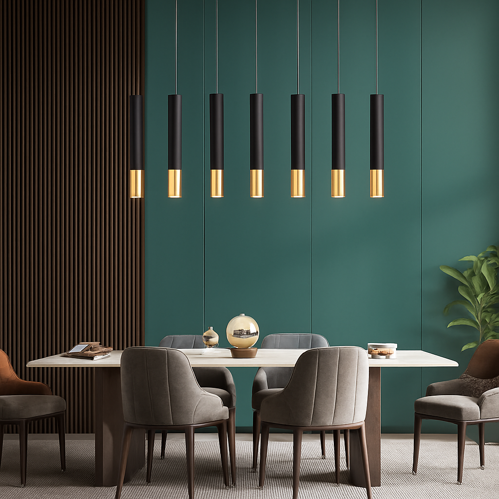suspension led lampe long tube lustre aluminium suspendu foco