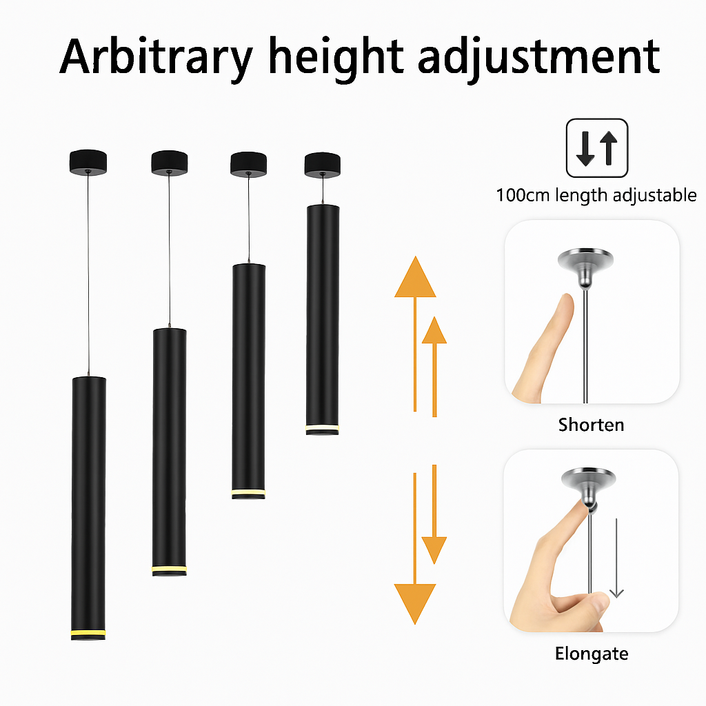 suspension led lampe long tube lustre aluminium suspendu foco