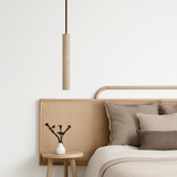 Suspension LED Long Tube bois plafonnier Style japonais vent silencieux chambre chevet lustre rétro moderne G9 remplaçable