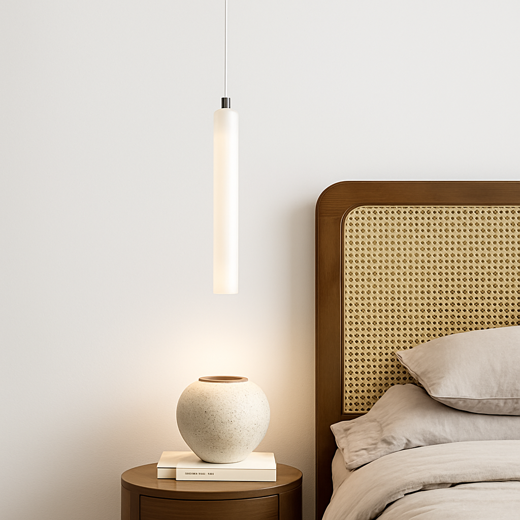 Suspension LED Long Tube bois plafonnier Style japonais vent silencieux chambre chevet lustre rétro moderne G9 remplaçable